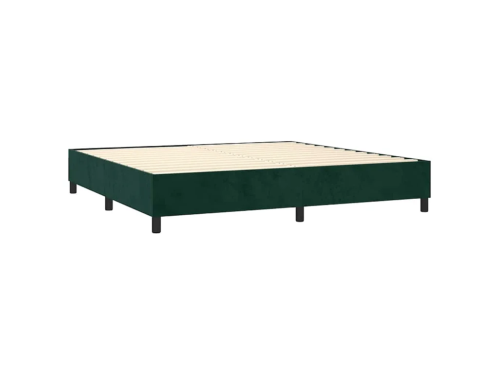 Sommier à lattes de lit matelas et LED Vert foncé 200x200 cm