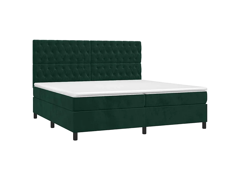 Sommier à lattes de lit matelas et LED Vert foncé 200x200 cm