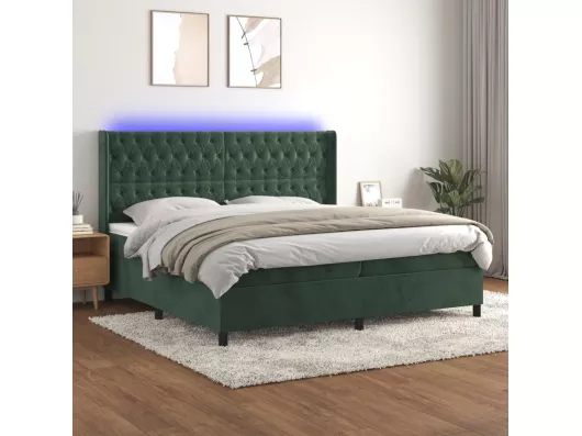 Kauf Unique Boxspringbett mit Matratze & LED Dunkelgrün 200x200 cm Samt