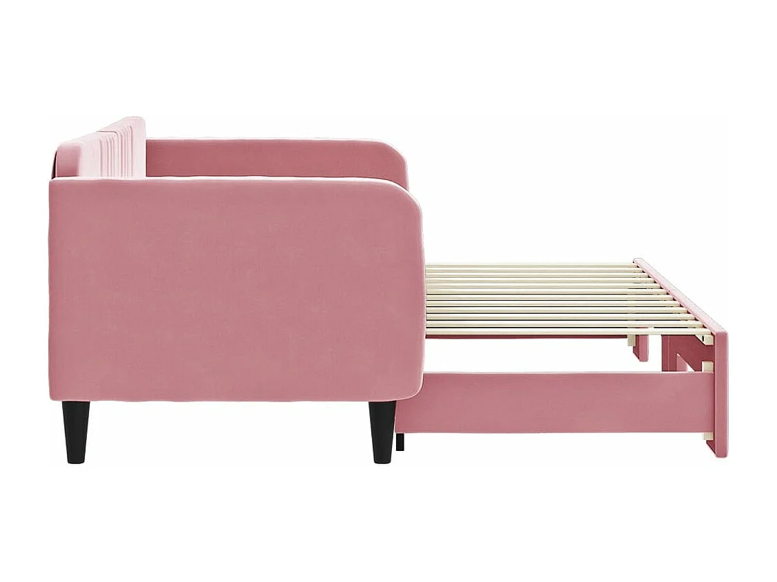 Lit de jour avec gigogne sans matelas rose 80x200 cm