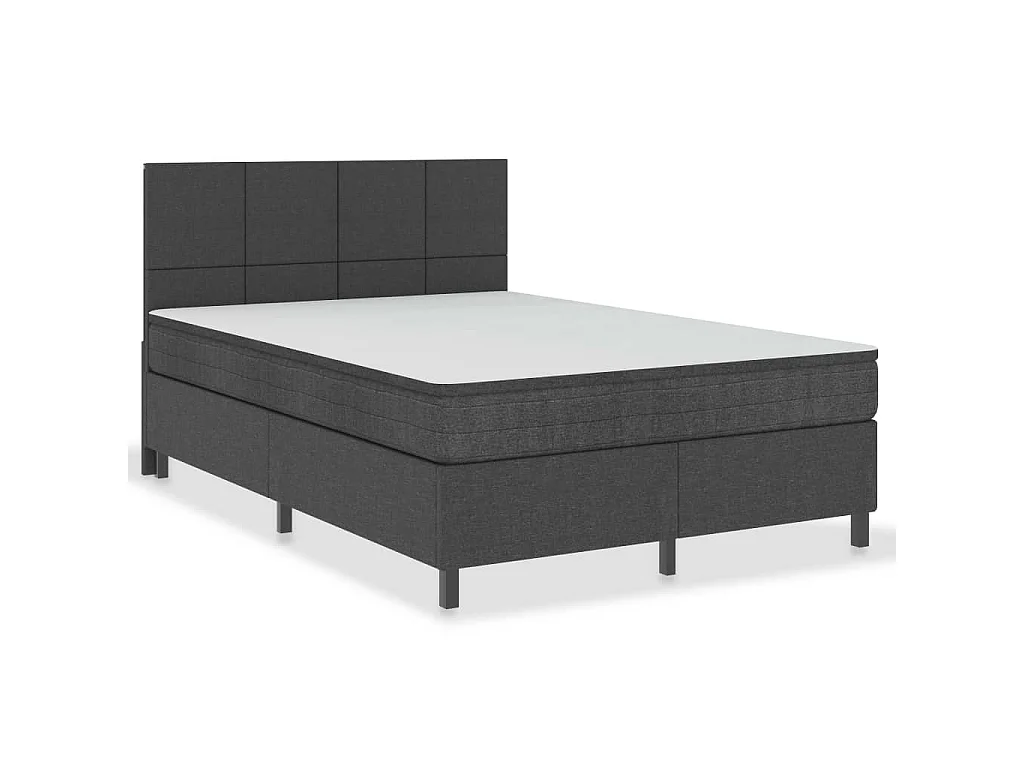 Cama boxspring 160x200 cm tecido cinzento-escuro