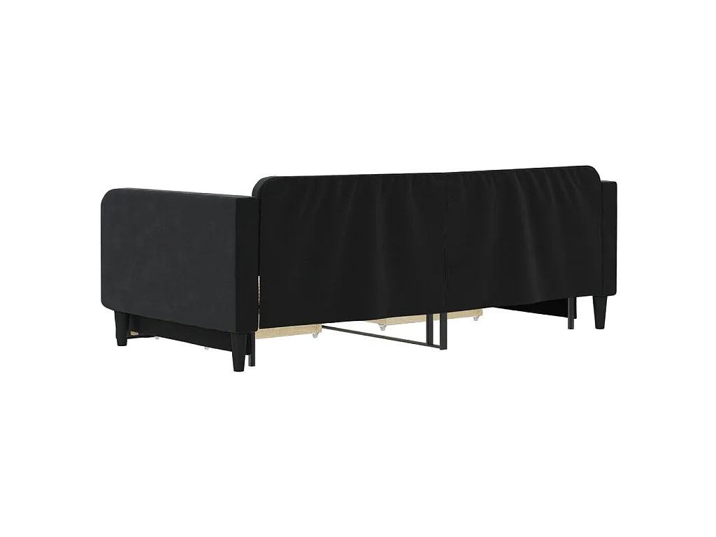 Lit de jour avec gigogne et tiroirs sans matelas noir 100x200cm