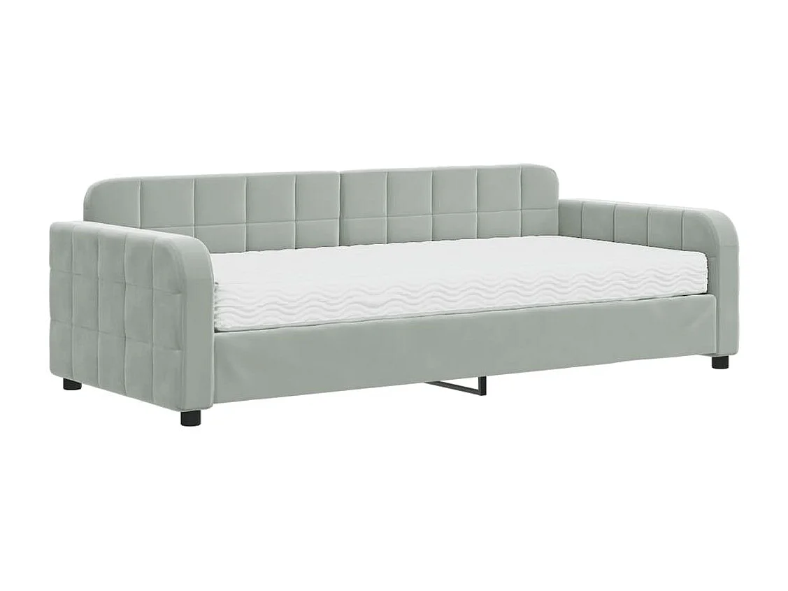 Sofá cama con colchón terciopelo gris claro 90x200 cm