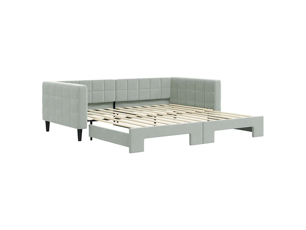 Tagesbett Ausziehbar Hellgrau 100x200 cm Samt