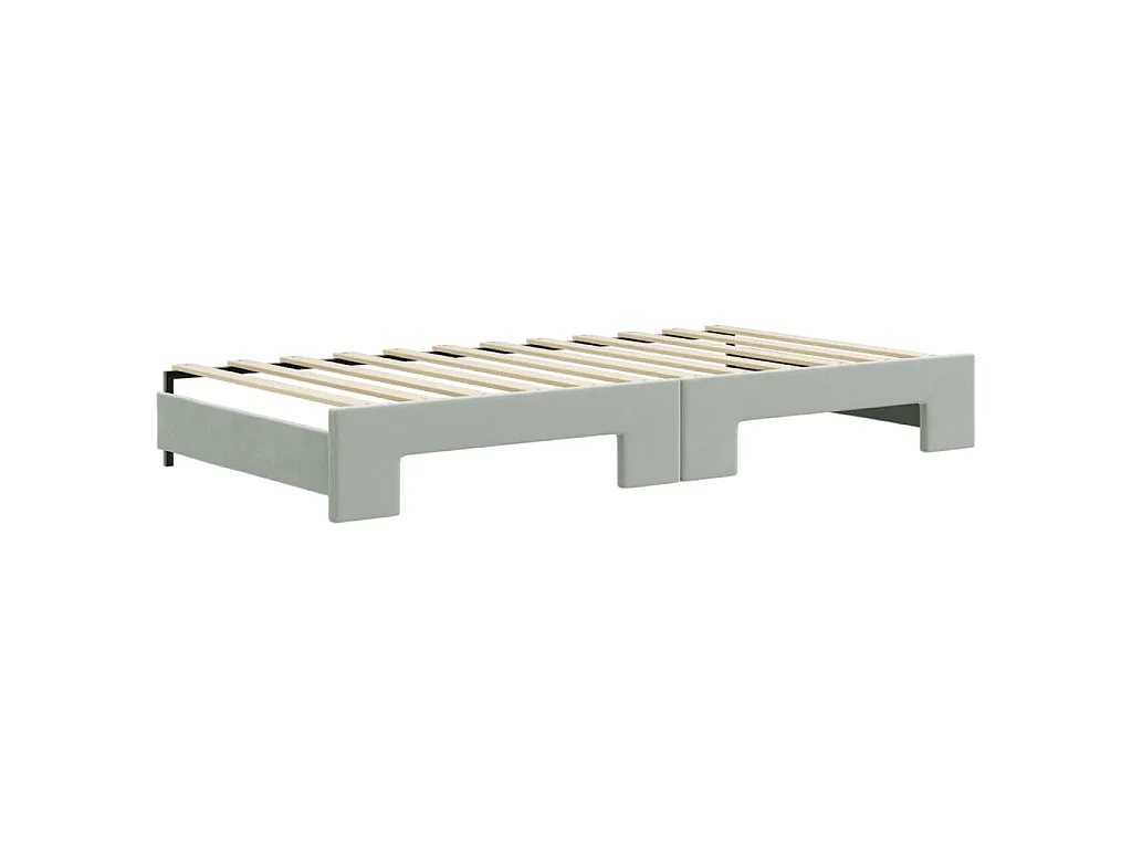 Tagesbett Ausziehbar Hellgrau 100x200 cm Samt