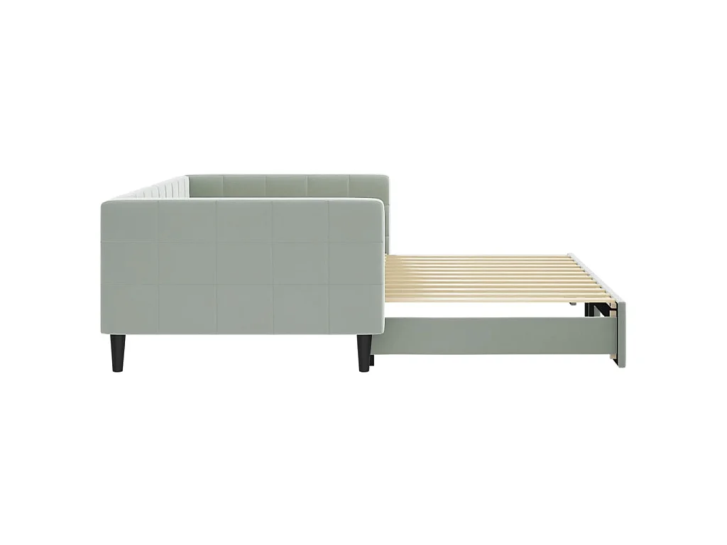 Slaapbank met onderschuifbed 100x200 cm fluweel lichtgrijs