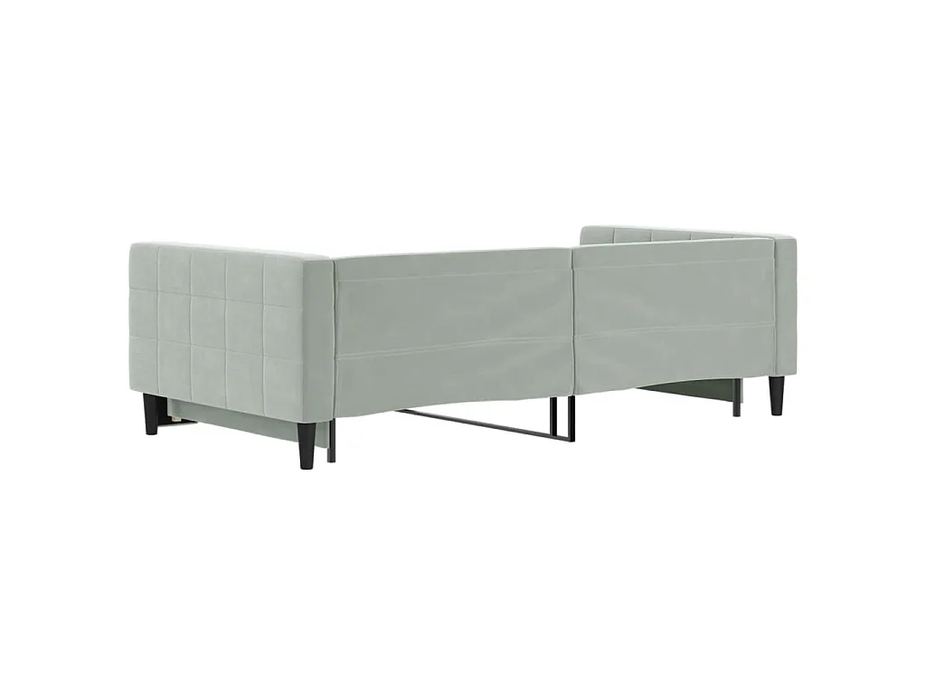 Slaapbank met onderschuifbed 100x200 cm fluweel lichtgrijs