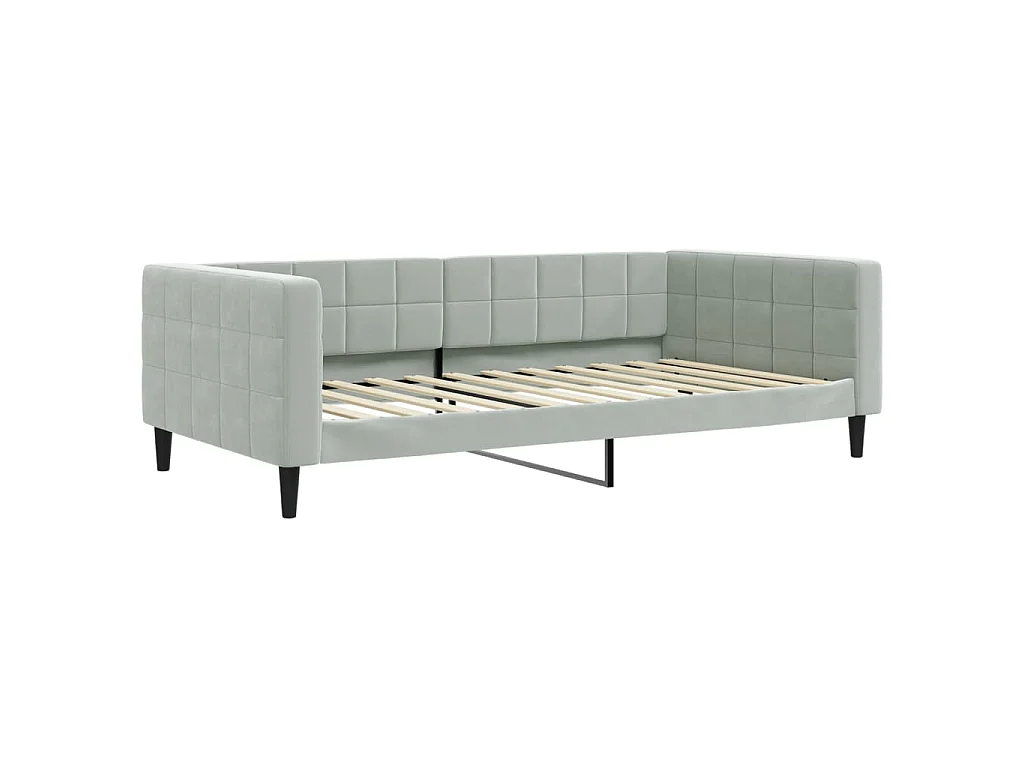 Slaapbank met onderschuifbed 100x200 cm fluweel lichtgrijs