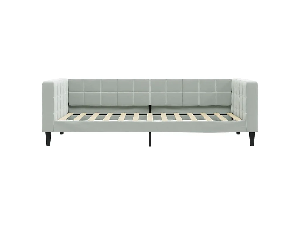 Slaapbank met onderschuifbed 100x200 cm fluweel lichtgrijs
