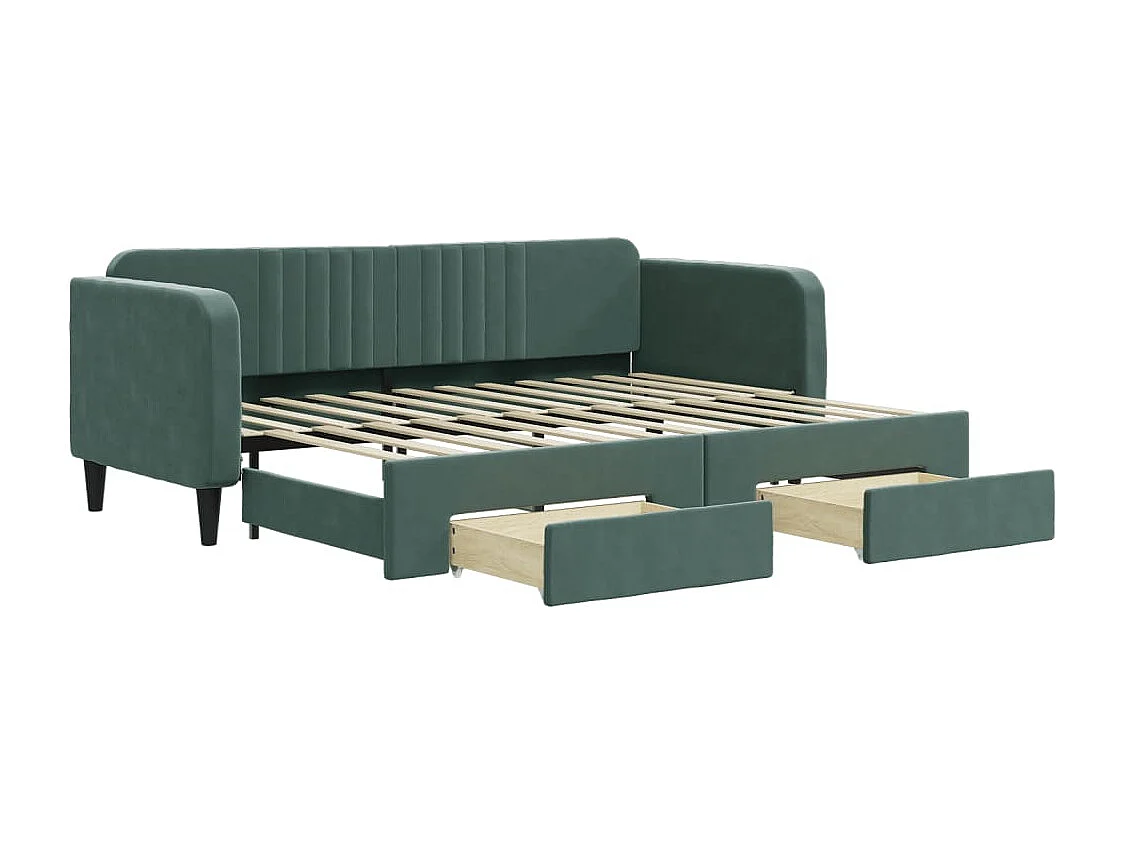 Tagesbett Ausziehbar mit Schubladen Dunkelgrün 80x200 cm Samt