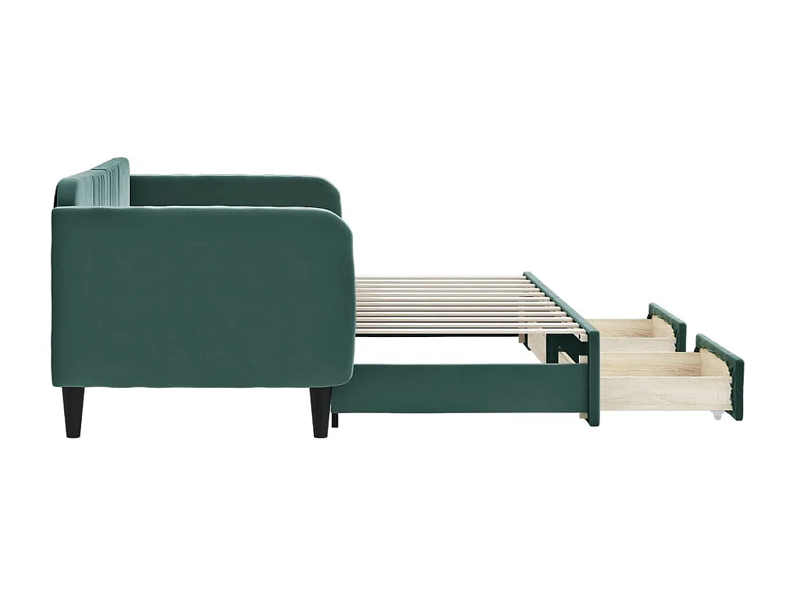 Tagesbett Ausziehbar mit Schubladen Dunkelgrün 80x200 cm Samt