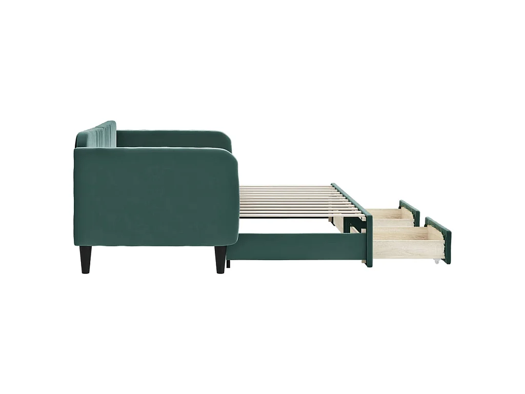 Divano Letto Estraibile Cassetti Verde Scuro 80x200cm Velluto