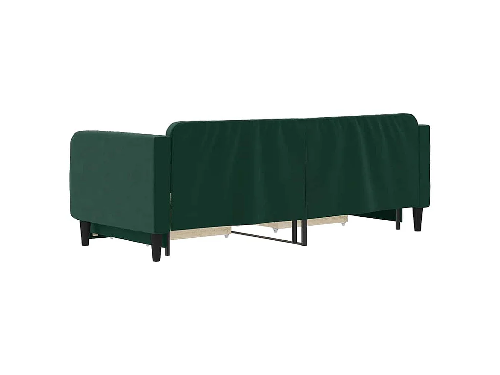 Divano Letto Estraibile Cassetti Verde Scuro 80x200cm Velluto