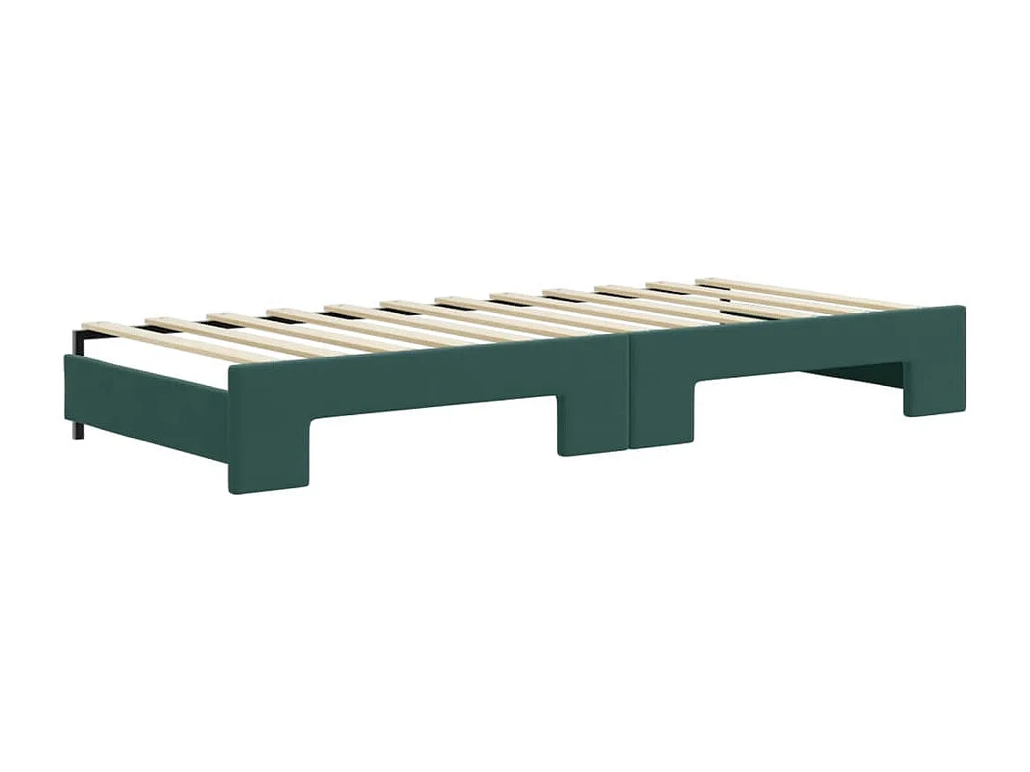 Divano Letto Estraibile Cassetti Verde Scuro 80x200cm Velluto