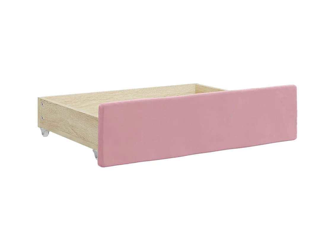 Lit de jour avec gigogne et tiroirs sans matelas rose 80x200 cm