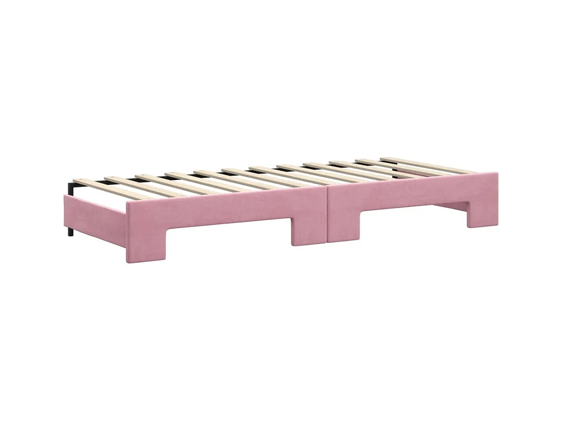 Lit de jour avec gigogne et tiroirs sans matelas rose 80x200 cm
