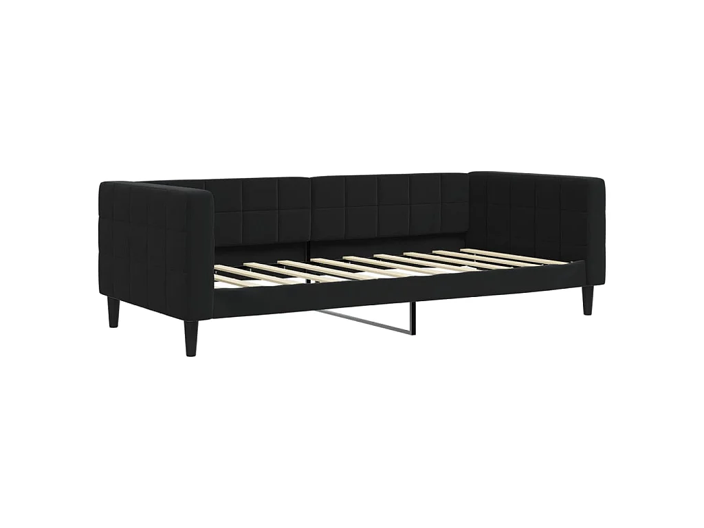 Slaapbank met onderschuifbed en lades 90x190 cm fluweel zwart