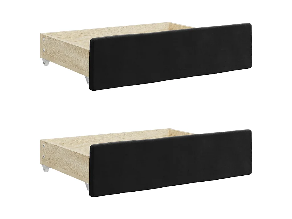 Slaapbank met onderschuifbed en lades 90x190 cm fluweel zwart