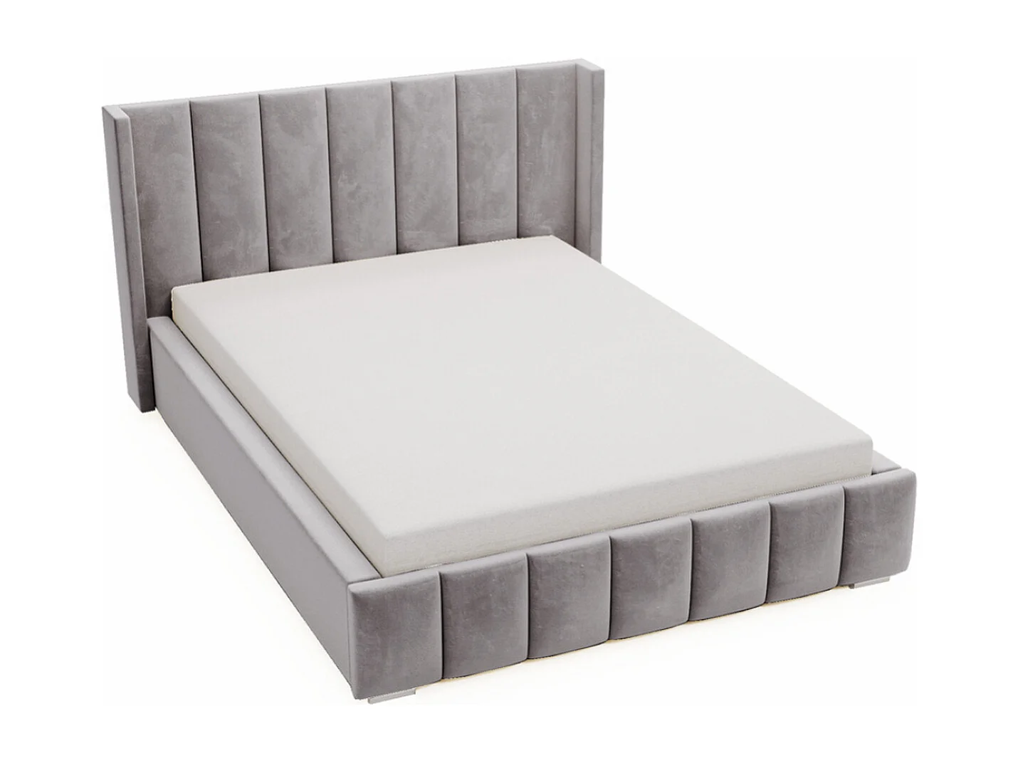 Gestoffeerd bed Marano 120x200 grijs - opbergruimte voor beddengoed, houten lattenbodem, doorgestikt hoofdbord en bedframe