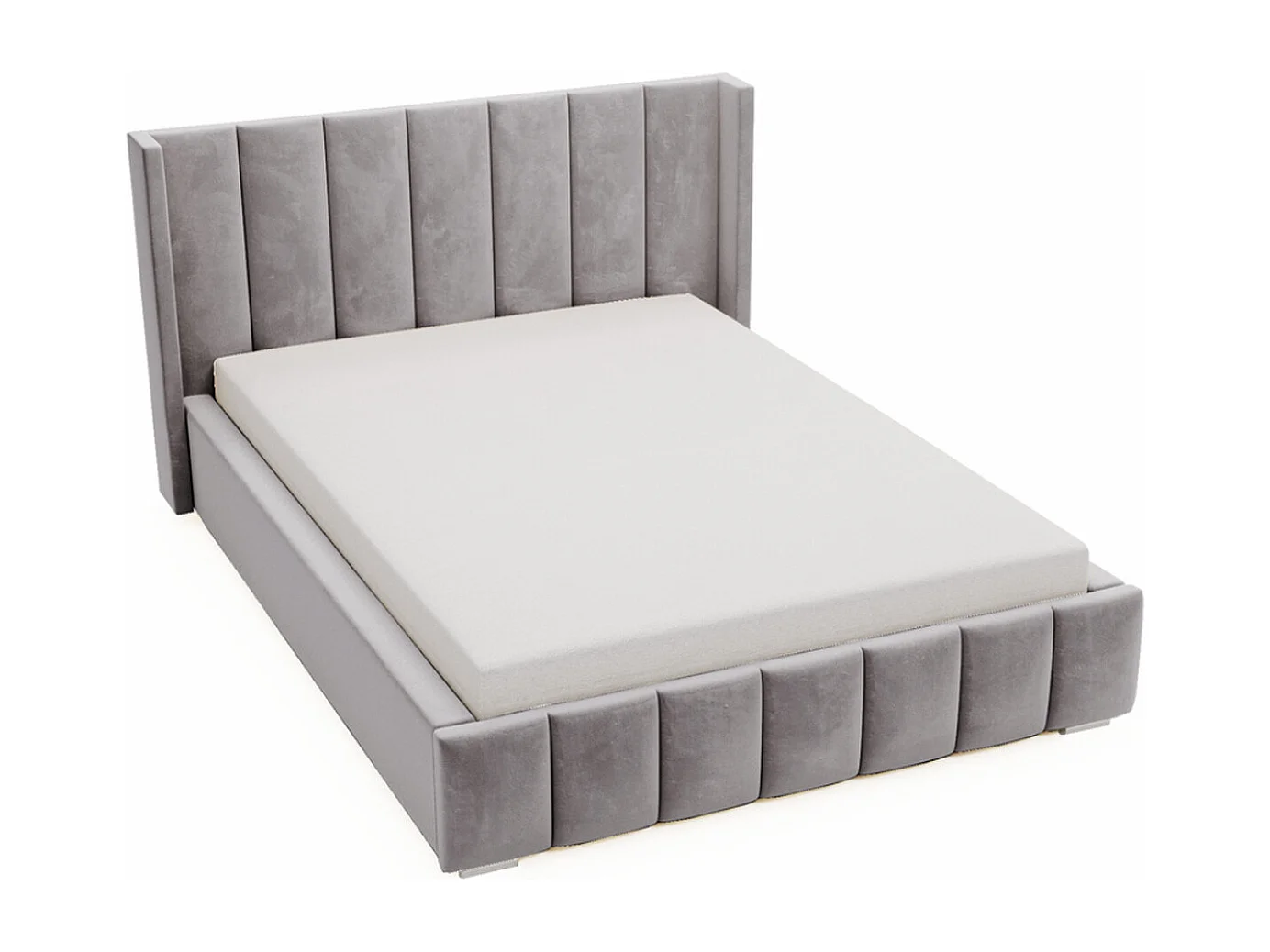 Gestoffeerd bed Marano 120x200 grijs - opbergruimte voor beddengoed, houten lattenbodem, doorgestikt hoofdbord en bedframe