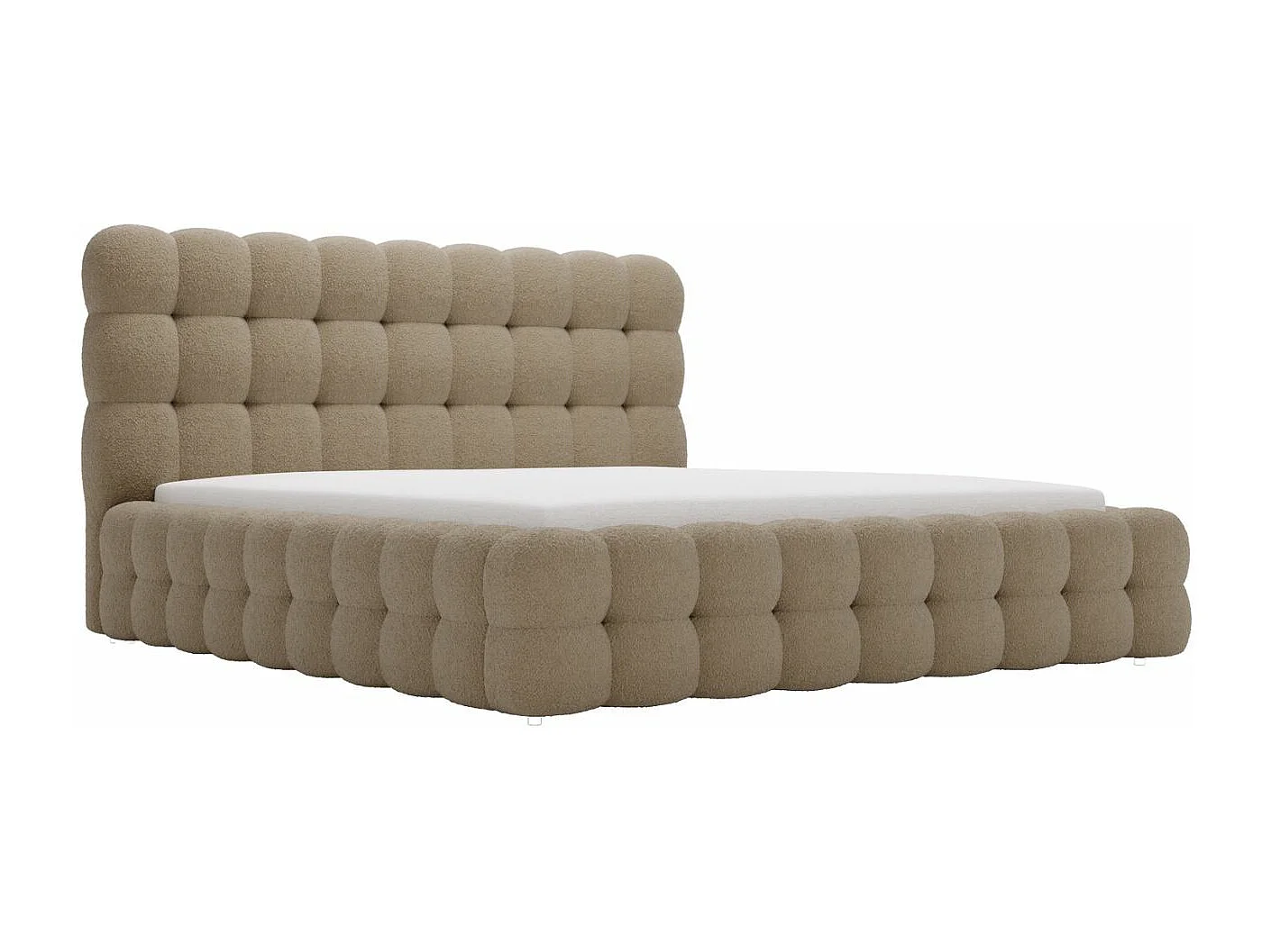 Gestoffeerd bed Twist 200x200 bruin - opbergruimte voor beddengoed, houten lattenbodem, doorgestikt hoofdbord en bedframe