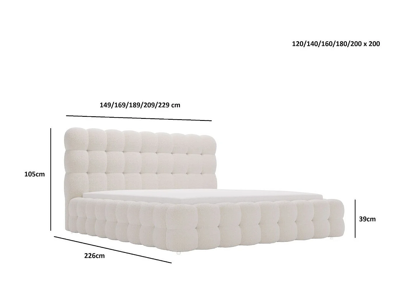 Gestoffeerd bed Twist 200x200 bruin - opbergruimte voor beddengoed, houten lattenbodem, doorgestikt hoofdbord en bedframe