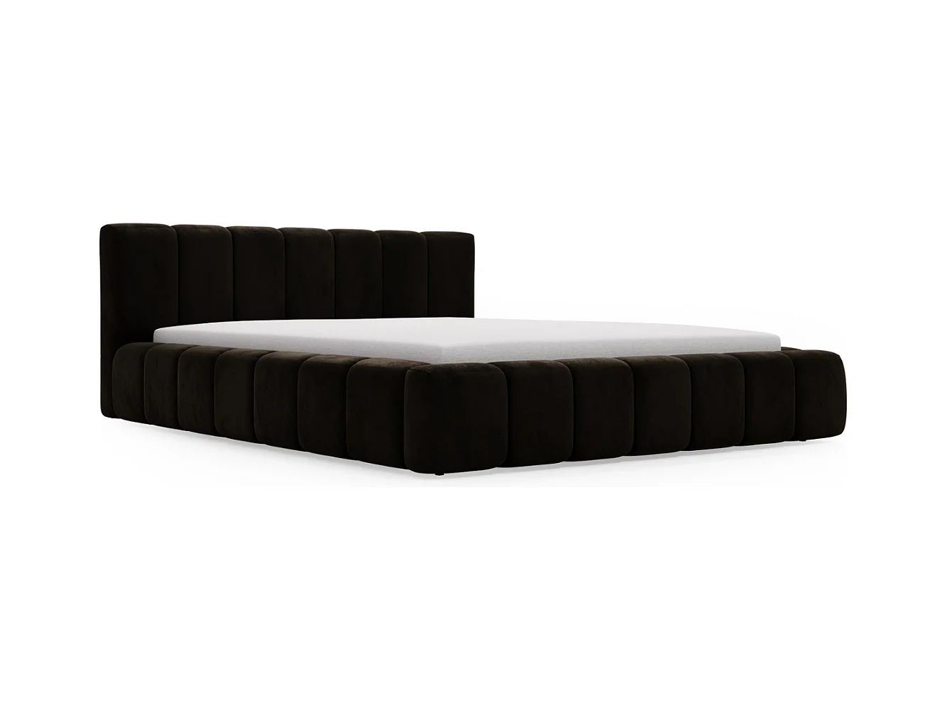 Lit rembourré avec rangement - 160 x 200 - lit double - velours - noir - Split