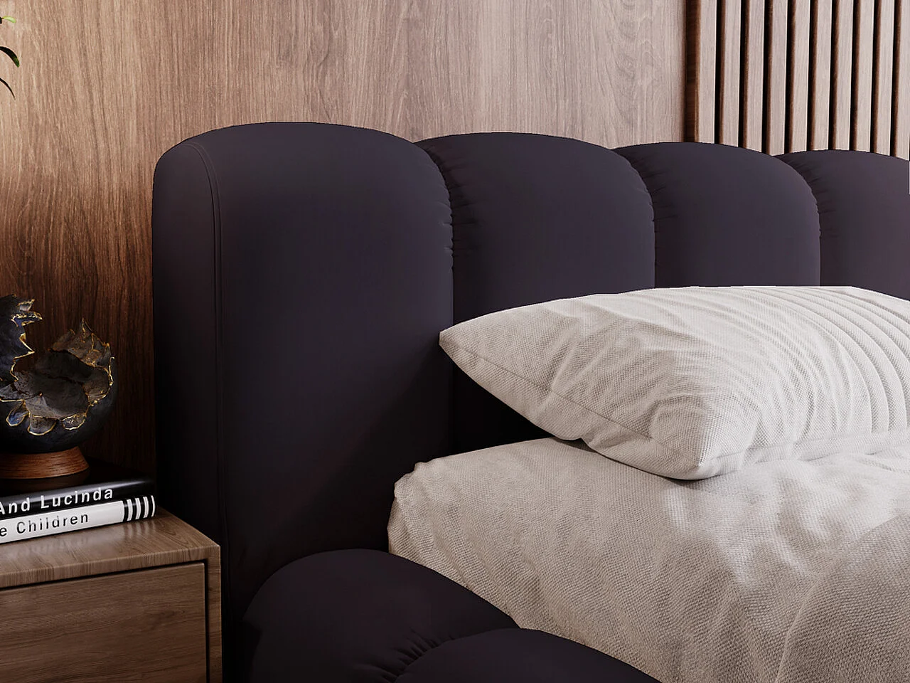 Polsterbett mit Bettkasten - 120 x 200 - Samtstoff - Marineblau - Bett mit Lattenrost - DORIA