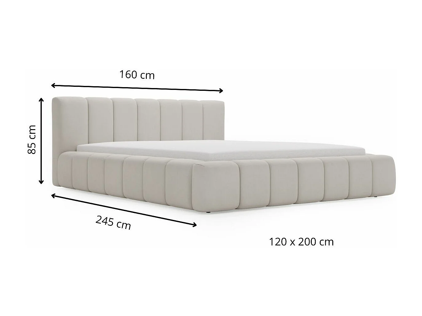 Polsterbett mit Bettkasten - 120 x 200 - Samtstoff - Grau - Bett mit Lattenrost - SPLIT