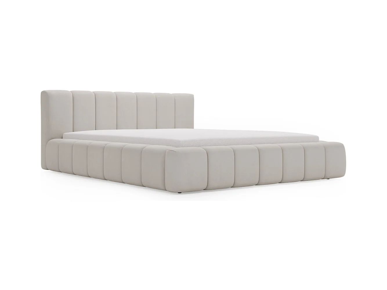 Lit rembourré avec rangement - 160 x 200 - lit double - velours - gris clair - Split