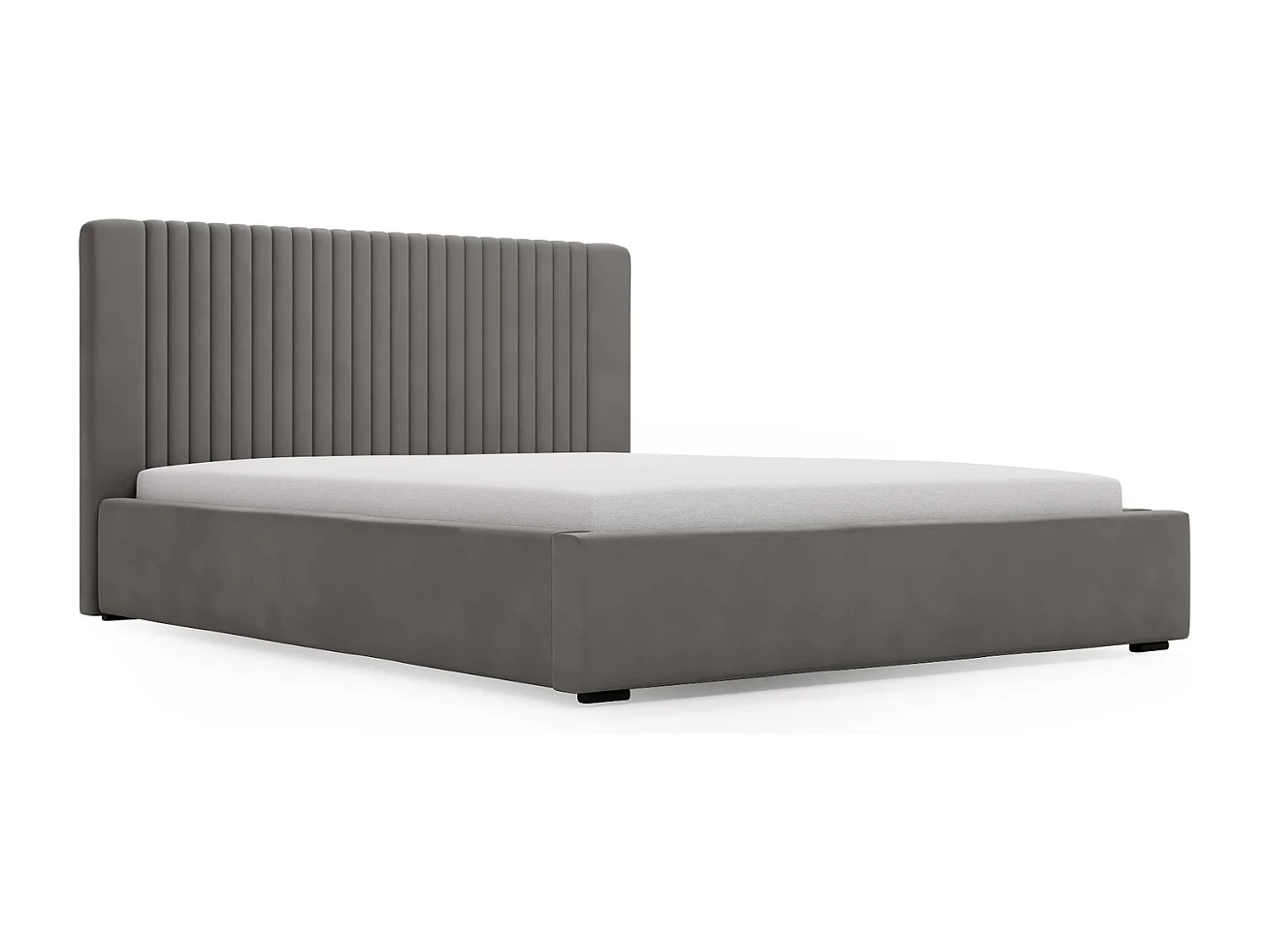 Lit rembourré avec rangement - 120 x 200 - lit double - velours - gris - Malmo