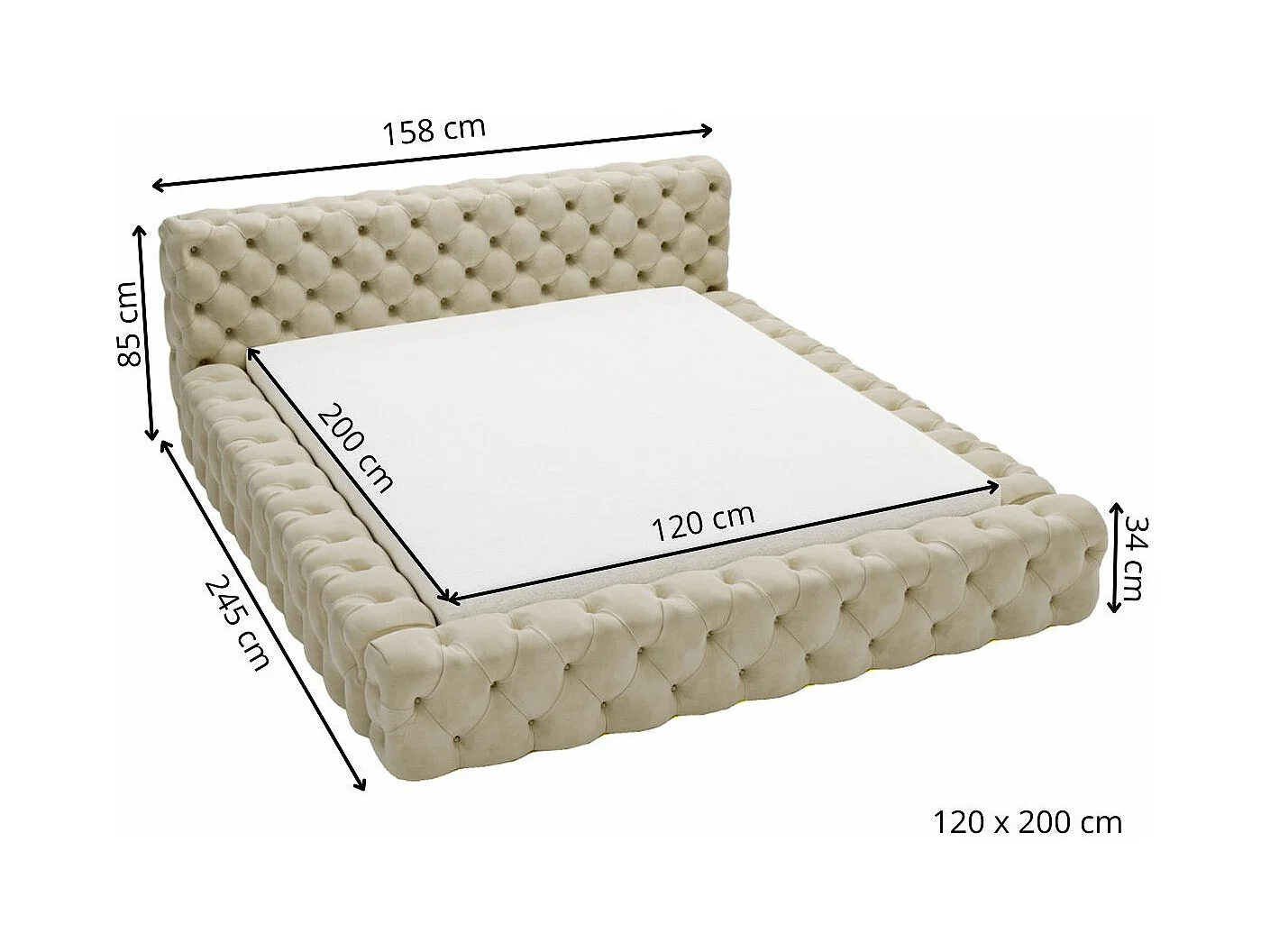 Polsterbett mit Bettkasten - 120 x 200 - Samtstoff - Grün - Bett mit Lattenrost - ARMANI BIS