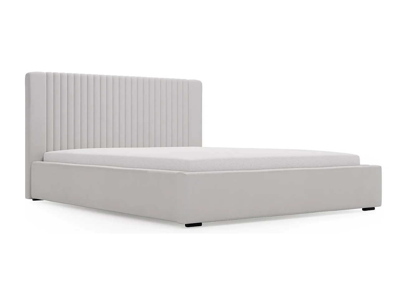 Lit rembourré avec rangement - 160 x 200 - lit double - velours - gris clair - Malmo