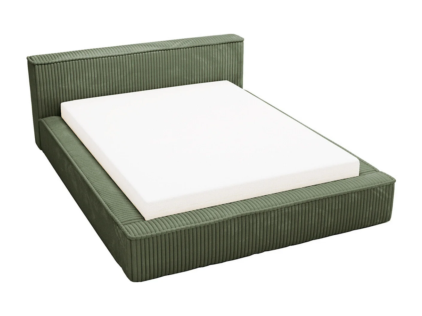 Lit rembourré avec rangement - 120 x 200 - lit double - fourrure - vert - Lago