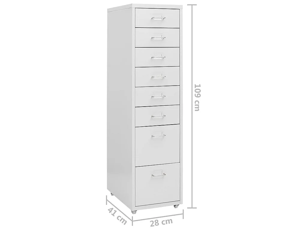 Aktenschrank mit Rollen Grau 28x41x109 cm Metall