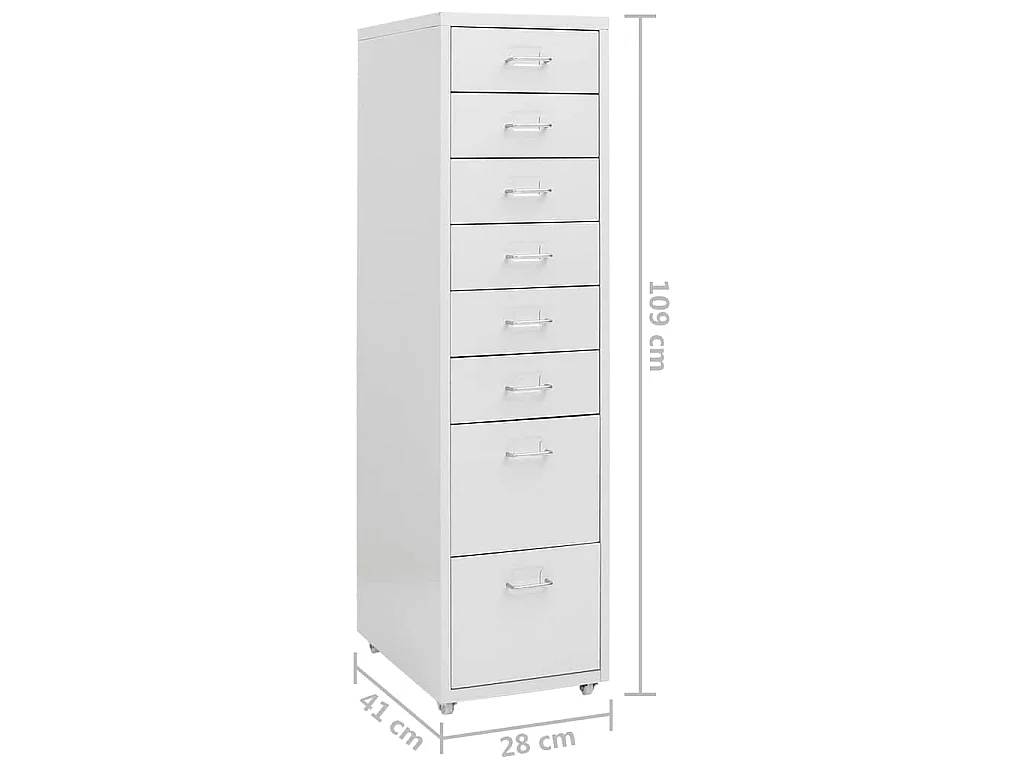 Aktenschrank mit Rollen Grau 28x41x109 cm Metall