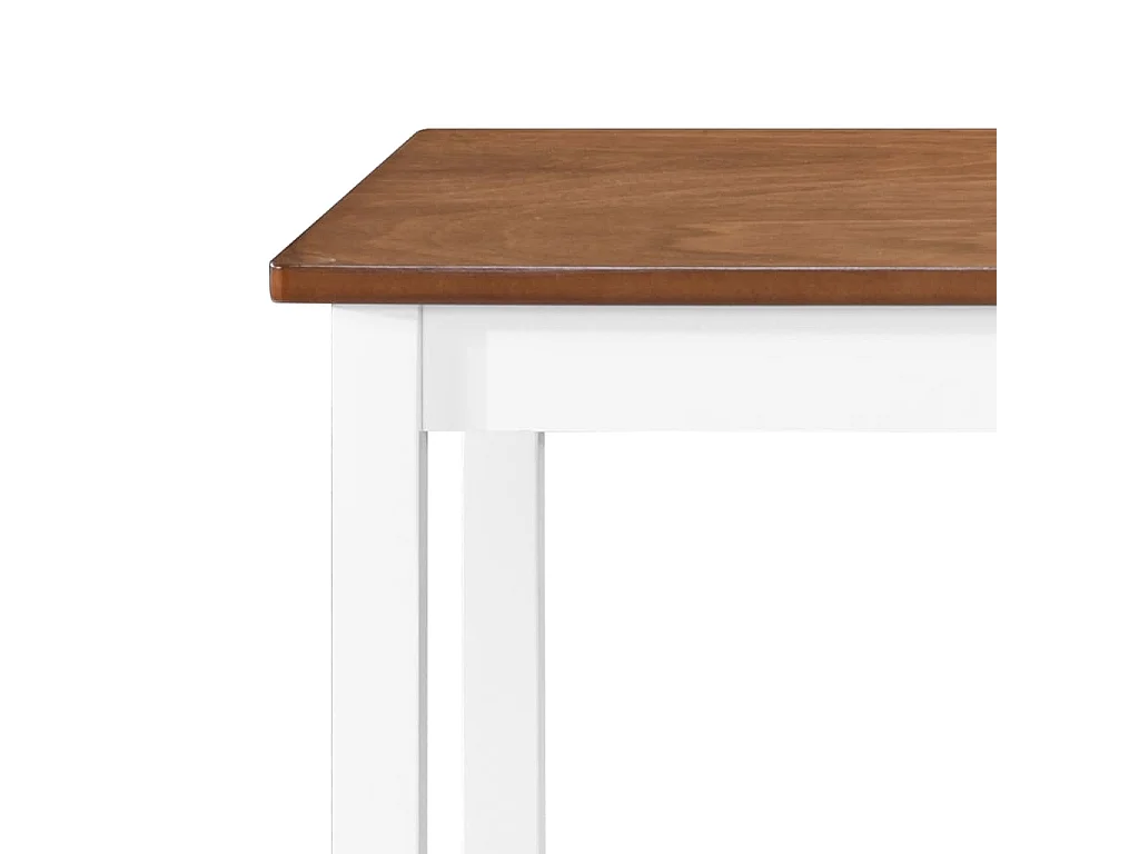 Set mesa y sillas de bar 3 piezas madera maciza marrón y blanco