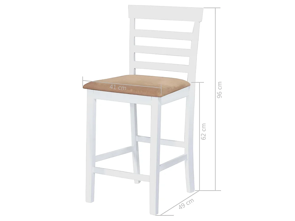 Set mesa y sillas de bar 3 piezas madera maciza marrón y blanco