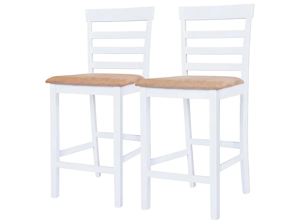 Set mesa y sillas de bar 3 piezas madera maciza marrón y blanco