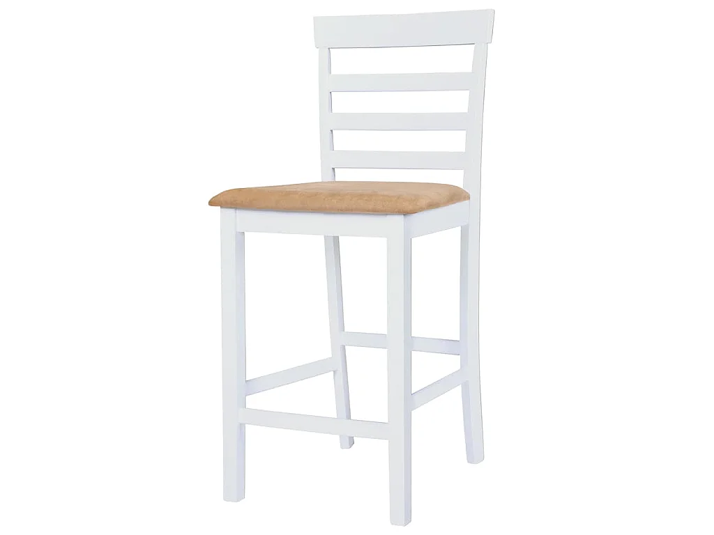 Set mesa y sillas de bar 3 piezas madera maciza marrón y blanco