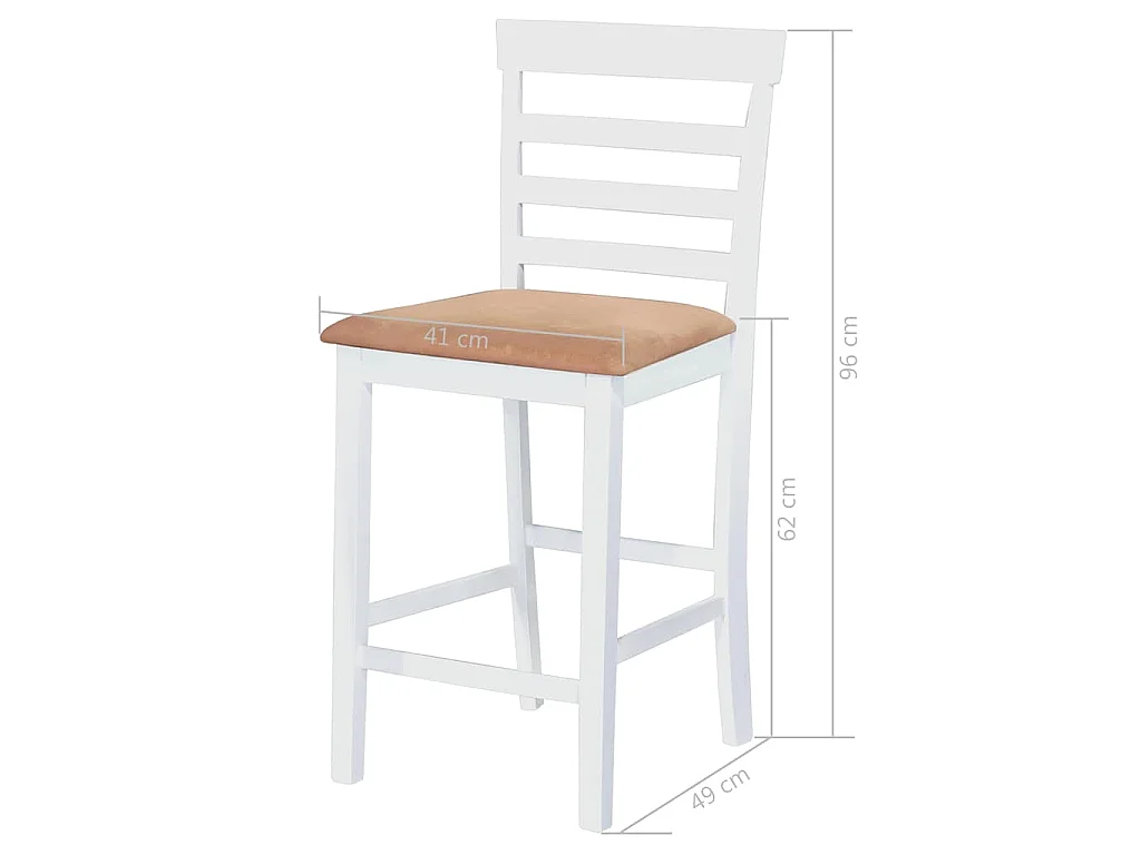 Set mesa y sillas de bar 3 piezas madera maciza marrón y blanco