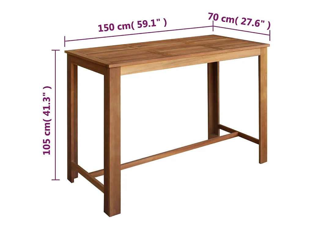 Table et tabourets de bar 7 pcs Bois d'acacia massif