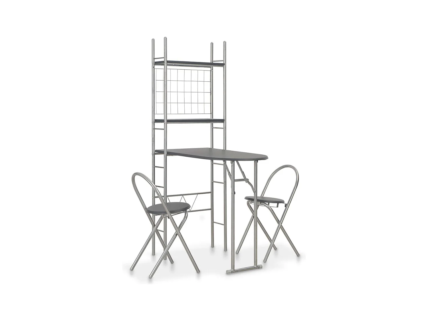 Ensemble à dîner pliant 3 pcs et étagère de rangement MDF acier