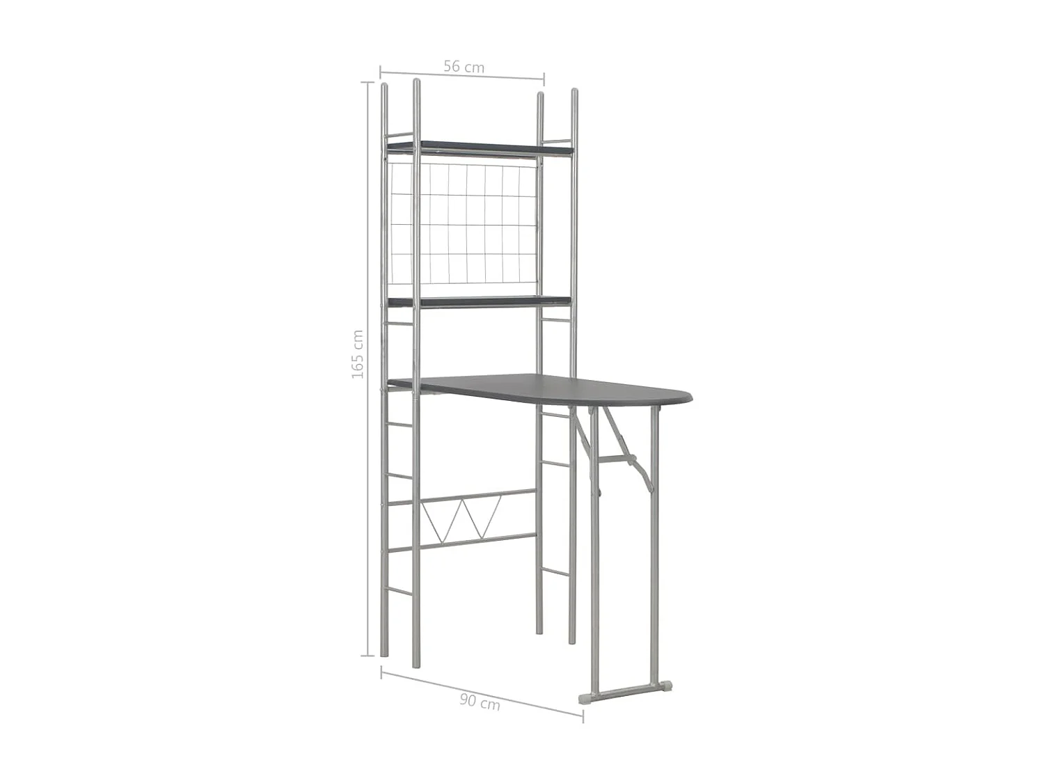 Ensemble à dîner pliant 3 pcs et étagère de rangement MDF acier