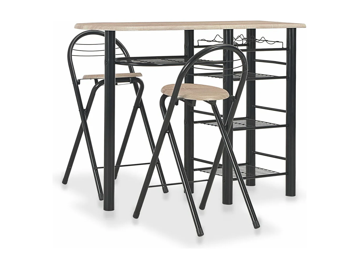 Ensemble de bar avec étagères 3 pcs Bois et acier