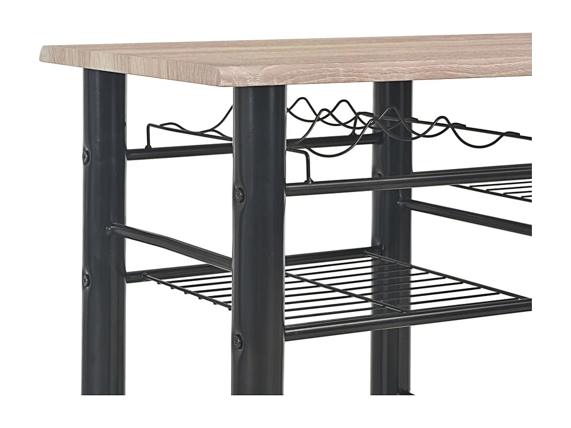 Ensemble de bar avec étagères 3 pcs Bois et acier