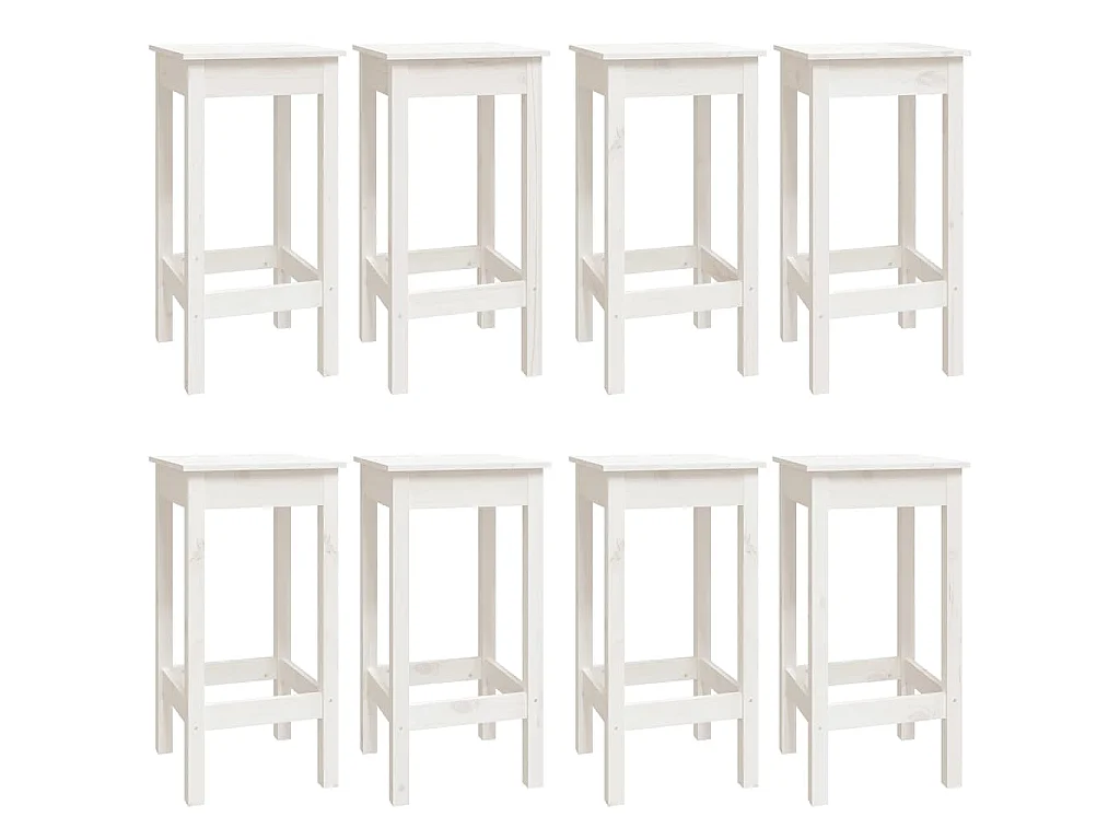 Set da Bar 9 pz Bianco in Legno Massello di Pino