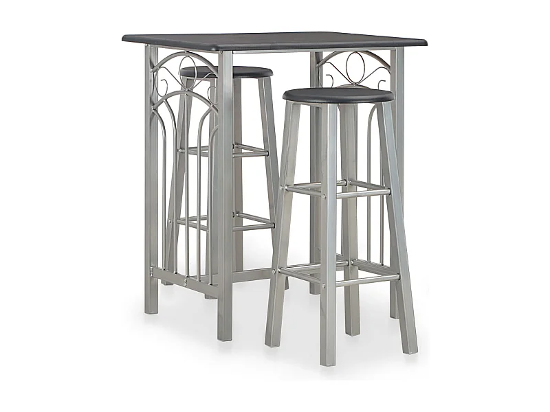 3 pcs conjunto de bar em madeira e aço preto