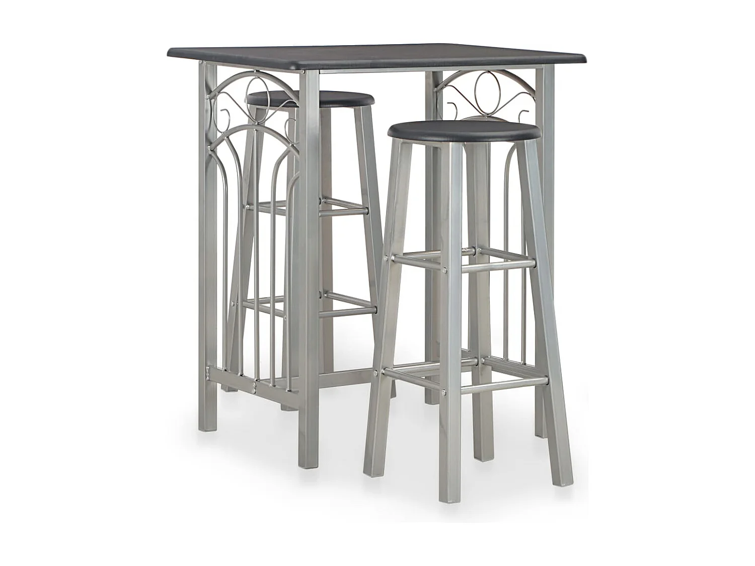 Set da Bar 3 pz in Legno e Acciaio Nero