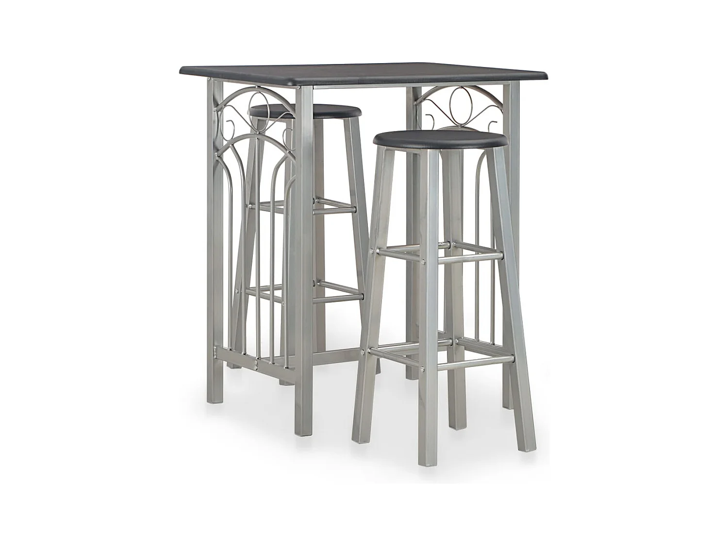 Ensemble de bar 3 pcs Bois et acier Noir